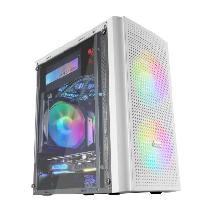 Boitier Mini Tour Micro ATX Mars Gaming MC300 RGB avec panneau vitré (Blanc)