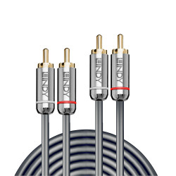 Cable Audio Lindy 2x RCA vers 2x RCA 5m (Argent)