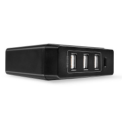 Chargeur secteur Lindy 3xUSB A & 1x USB C 72W (Noir)