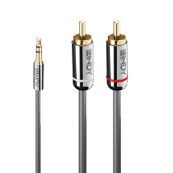 Cable Audio Lindy Cromo Line 2x RCA vers 1x Jack 3,5mm Mâle 10m (Gris)