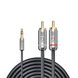 Cable Audio Lindy Cromo Line 2x RCA vers 1x Jack 3,5mm Mâle 10m (Gris)