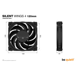 Ventilateur de boitier Be Quiet Silent Wings 4 - 12cm (Noir)