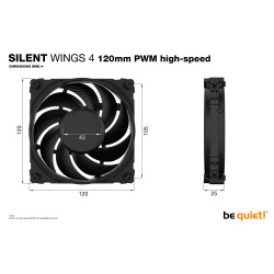 Ventilateur de boitier Be Quiet Silent Wings 4 Haute-vitesse - 12cm (Noir)