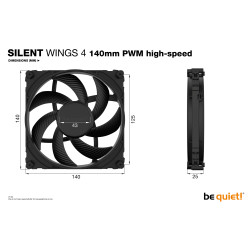 Ventilateur de boitier Be Quiet Silent Wings 4 Haute-vitesse - 14cm (Noir)