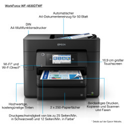 Imprimante Multifonctions Epson WorkForce Pro WF-4830DTWF Recto-Verso (Noir)