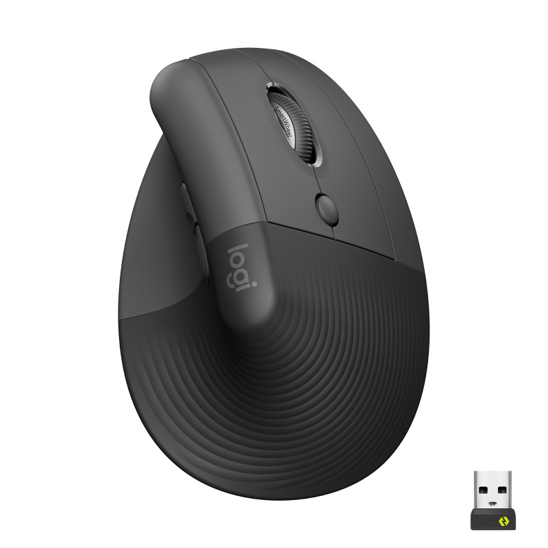 Souris sans fil Bluetooth ergonomique verticale Logitech Lift pour droitier (Noir)