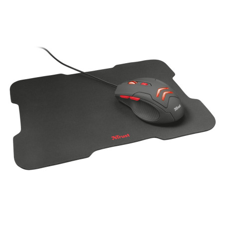 Souris filaire Gamer Trust Ziva + Tapis de souris (Noir Rouge)