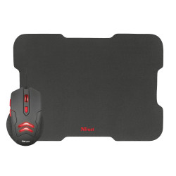 Souris filaire Gamer Trust Ziva + Tapis de souris (Noir Rouge)