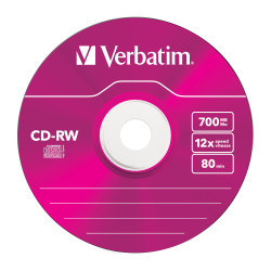 CD-RW Verbatim 700 Mo 4X (Boite Slim couleur de 5)