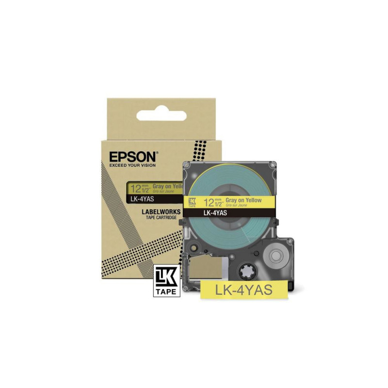 EPSON RUBAN LK-4YAS GRIS JAUNE 12MM EPSON RUBAN LK-4YAS GRIS JAUNE 12MM