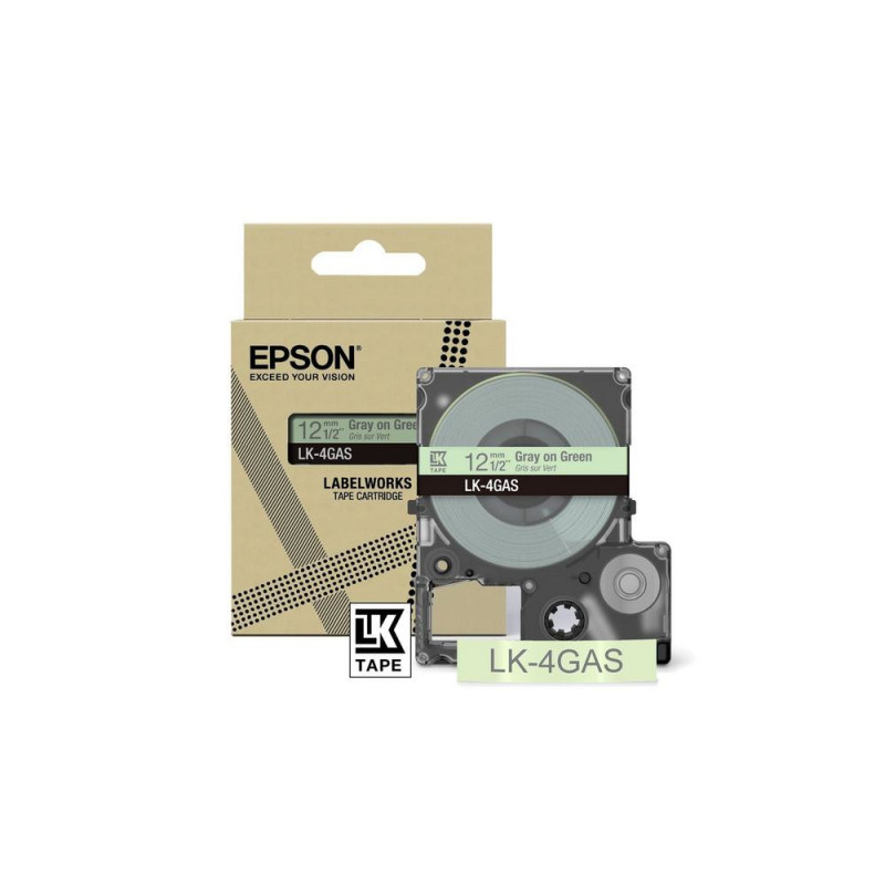EPSON RUBAN LK-4GAS GRIS VERT 12MM EPSON RUBAN LK-4GAS GRIS VERT 12MM