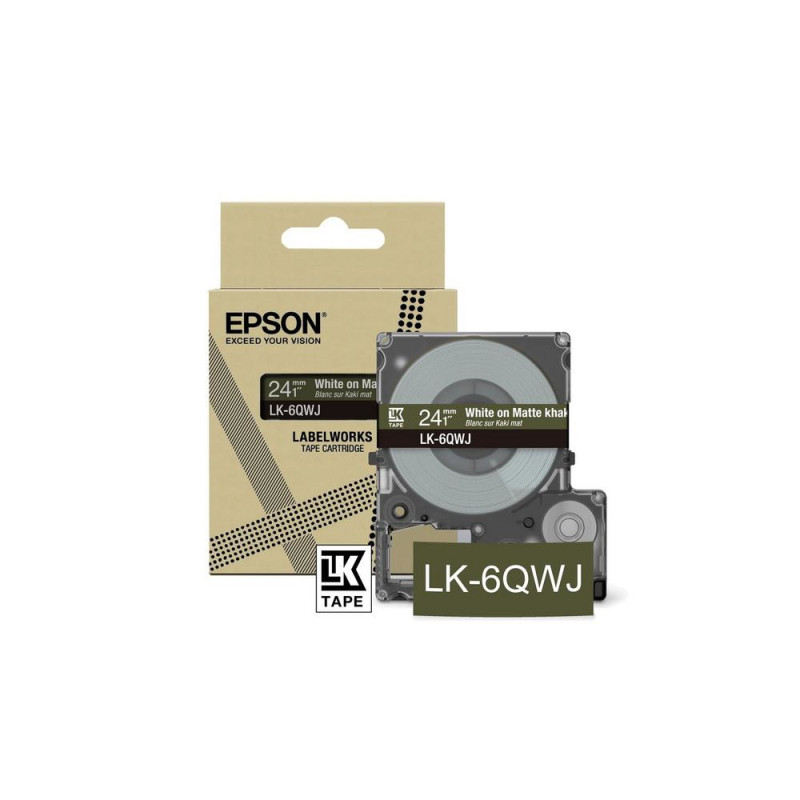 EPSON RUBAN LK-6QWJ BLANC KAKI 24MM EPSON RUBAN LK-6QWJ BLANC KAKI 24MM