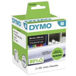 Lot de 2 Rouleaux de 260 étiquettes adhésives Dymo 99012 - 89x36mm (Blanc)