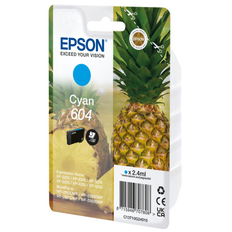 EPSON Cartouche Ananas encre 604 Cyan 2,4ml Alarme