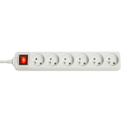 Multiprise 6 prises FR avec interrupteur, blanc 1.4m