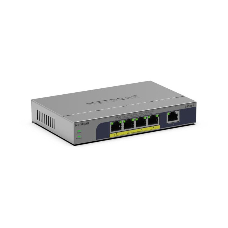 Netgear GS105Pv3 Switch non manageable PoE Gigabit Ethernet 5 ports.