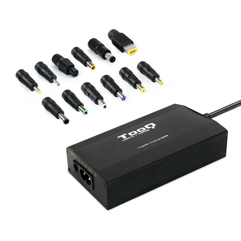 Chargeur universel TooQ 100W - 12 embouts (Noir)