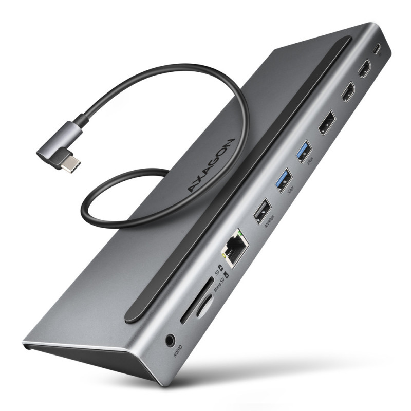 Station d'accueil USB-C 3.0 Axagon HMC-4KX3 (Gris)