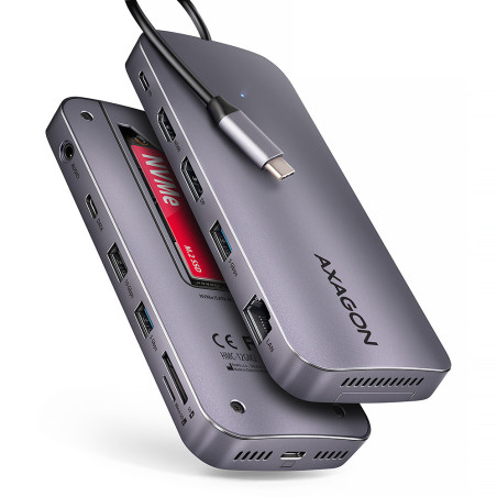 Station d'accueil portable USB-C 3.2 Axagon HMC-12GM2 avec lecteur SSD (Gris)