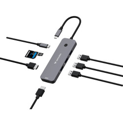Station d'accueil portable USB-C 3.2 Verbatim Hub Pro Multiports 8 (Gris)
