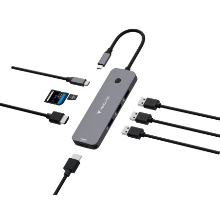 Station d'accueil portable USB-C 3.2 Verbatim Hub Pro Multiports 8 (Gris)