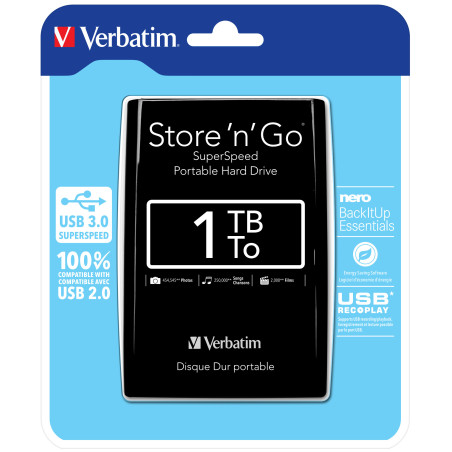 Disque Dur externe Verbatim Store'N'Go 3.0 - 1To  (Noir)
