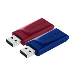 Lot de 2 Clés USB 2.0 Verbatim Slider - 32Go (Bleu Rouge)