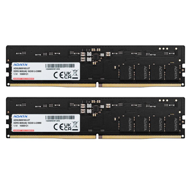Kit Barrettes mémoire 32Go (2x16Go) DIMM DDR5 Adata 5600MHz (Noir)