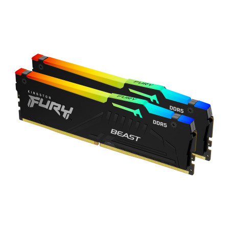Kit Barrettes mémoire 32Go (2x16Go) DIMM DDR5 Kingston Fury Beast RGB  5600MHz CL40 (Noir)