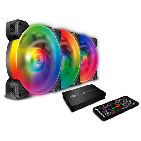 Lot de 3 Ventilateurs de boitier Cougar Vortex SPB RGB 12cm (Noir)