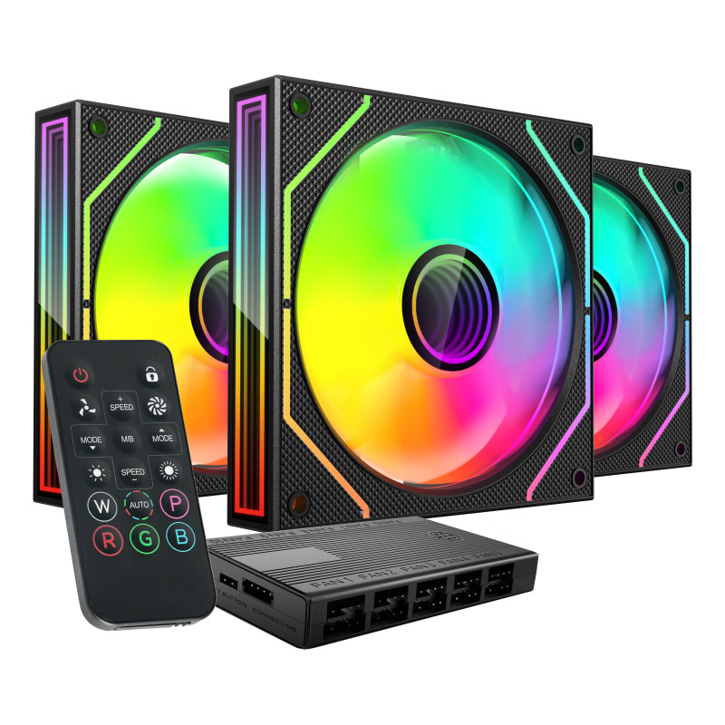 Lot de 3 Ventilateurs boitier Mars Gaming MF-3DProKit RGB - 12cm (Noir)