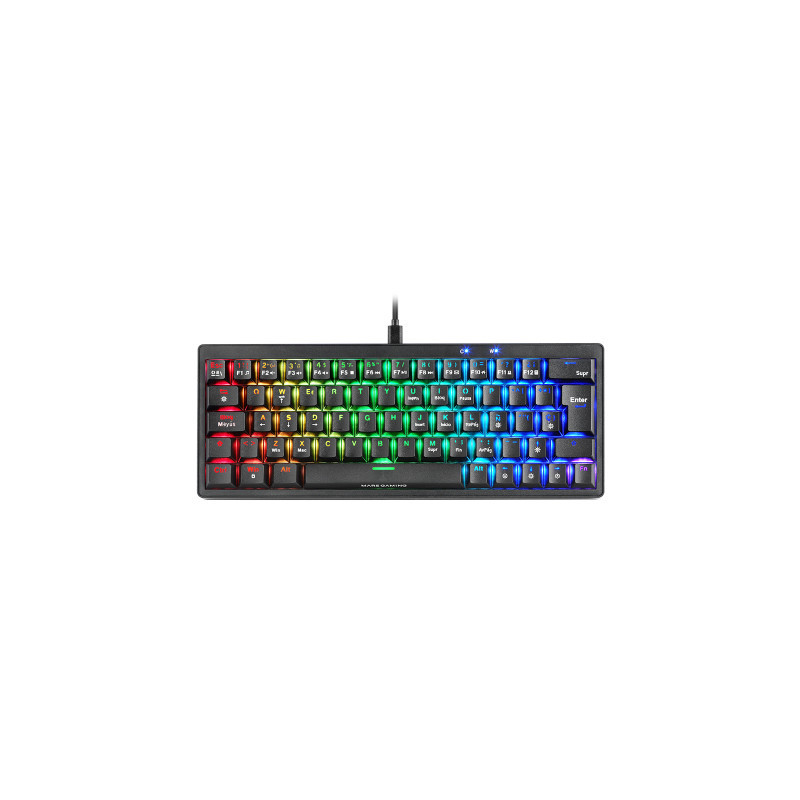 Clavier Gamer mécanique (Yellow Silent) Mars Gaming MKMiniPro RGB (Noir)