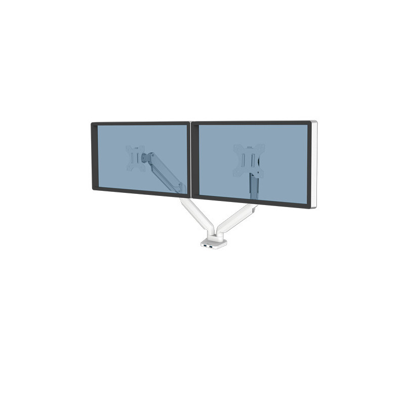 Support Double Ecran à poser Fellowes Platinium jusqu'à 27" (9 kg max écran) (Blanc)