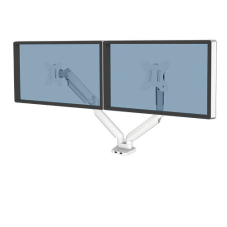 Support Double Ecran à poser Fellowes Platinium jusqu'à 27" (9 kg max écran) (Blanc)