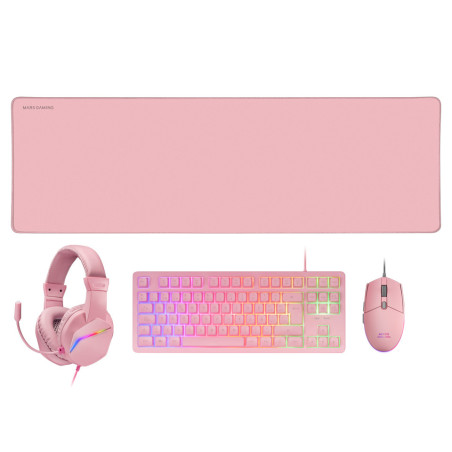 Pack Gamer 4en1 (Clavier Souris Casque Tapis) Mars Gaming MCP-RGB3 (Rose)