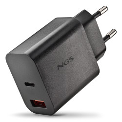 Chargeur secteur NGS Era 1x USB-C + 1x USB-A 30W (Noir)