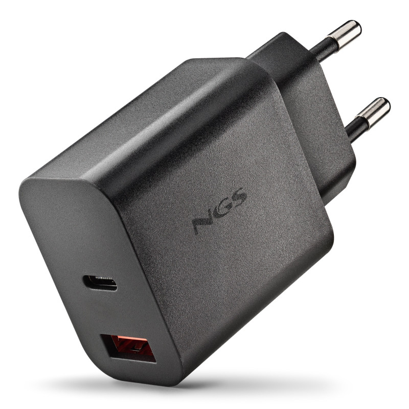 Chargeur secteur NGS Era 1x USB-C + 1x USB-A 30W (Noir)