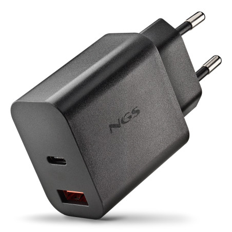 Chargeur secteur NGS Era 1x USB-C + 1x USB-A 30W (Noir)