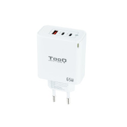 Chargeur secteur TooQ 1x port USB-A + 2x ports USB-C 65W (Blanc)