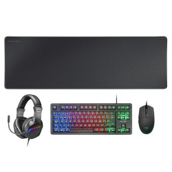 Pack Gamer 4en1 (Clavier Souris Casque Tapis) Mars Gaming MCP-RGB3 (Noir)