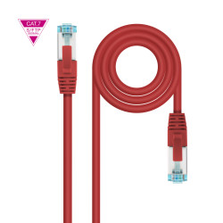 Câble Cordon réseau RJ45 Nanocable Catégorie 7 S-FTP (S FTP) Droit 1m (Rouge)