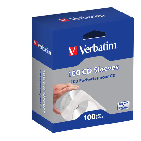 Boite Verbatim de 100 pochettes papier pour CD DVD