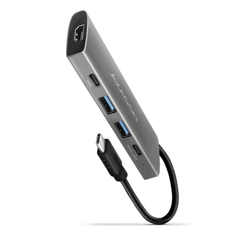 Adaptateur USB-C 3.2 Axagon HMC-5G2 vers HDMI, 4x USB-A C (Gris)