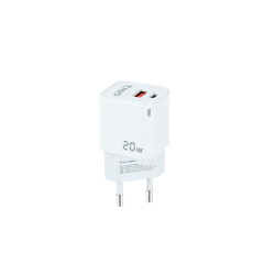 Chargeur secteur TooQ 1x port USB-A + 1x port USB-C 20W (Blanc)