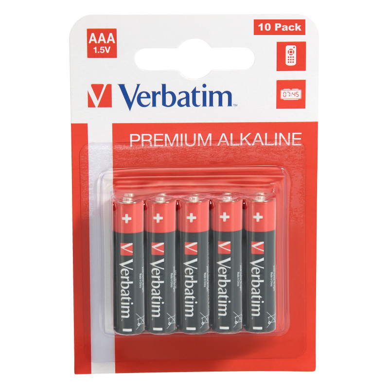 Lot de 10 piles Alcaline Verbatim Premium type AAA (LR03) 1,5V