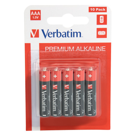 Lot de 10 piles Alcaline Verbatim Premium type AAA (LR03) 1,5V