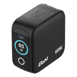 Mini chargeur secteur Verbatim avec écran x2 USB C + x1 USB A 65w (Noir)