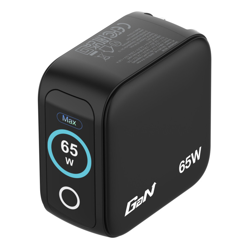 Mini chargeur secteur Verbatim avec écran x2 USB C + x1 USB A 65w (Noir)