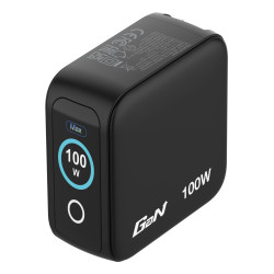 Mini chargeur secteur Verbatim avec écran x2 USB C + x1 USB A 100w (Noir)