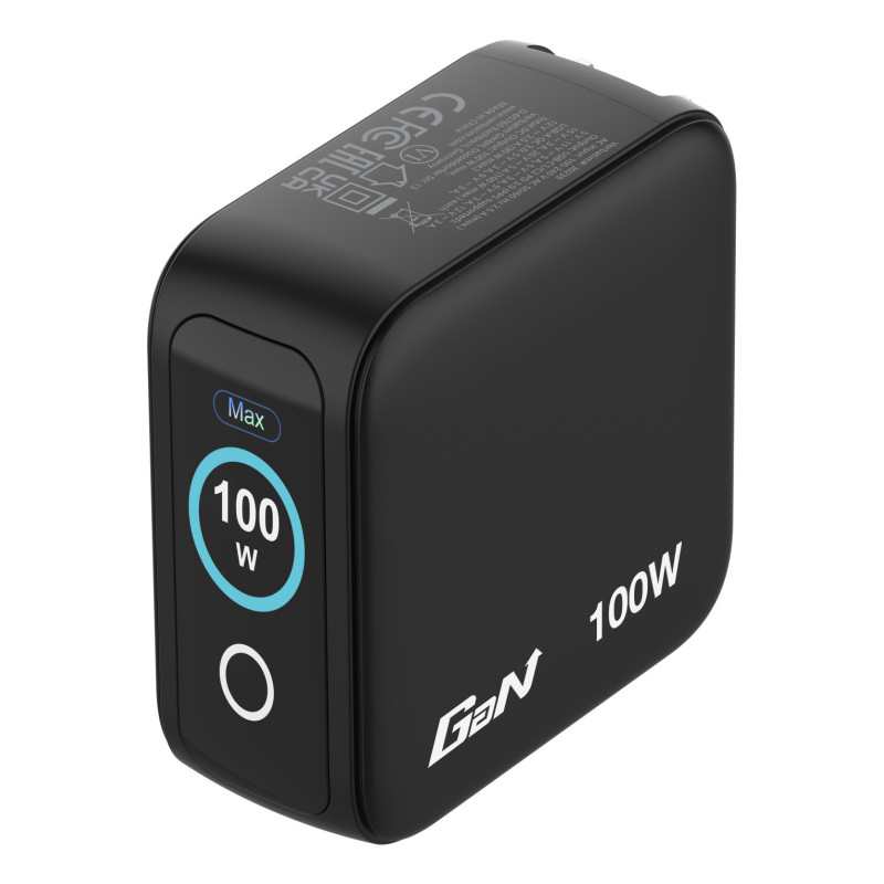 Mini chargeur secteur Verbatim avec écran x2 USB C + x1 USB A 100w (Noir)
